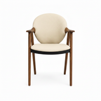 Desiree Dining Chair ash wood upholstered chair, straight front view