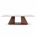 Caelina Marble Dining Table in a straight-on front view on a white background