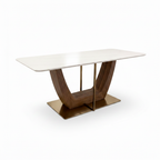 Celestine Marble Dining Table white background 45 degree three quarter view