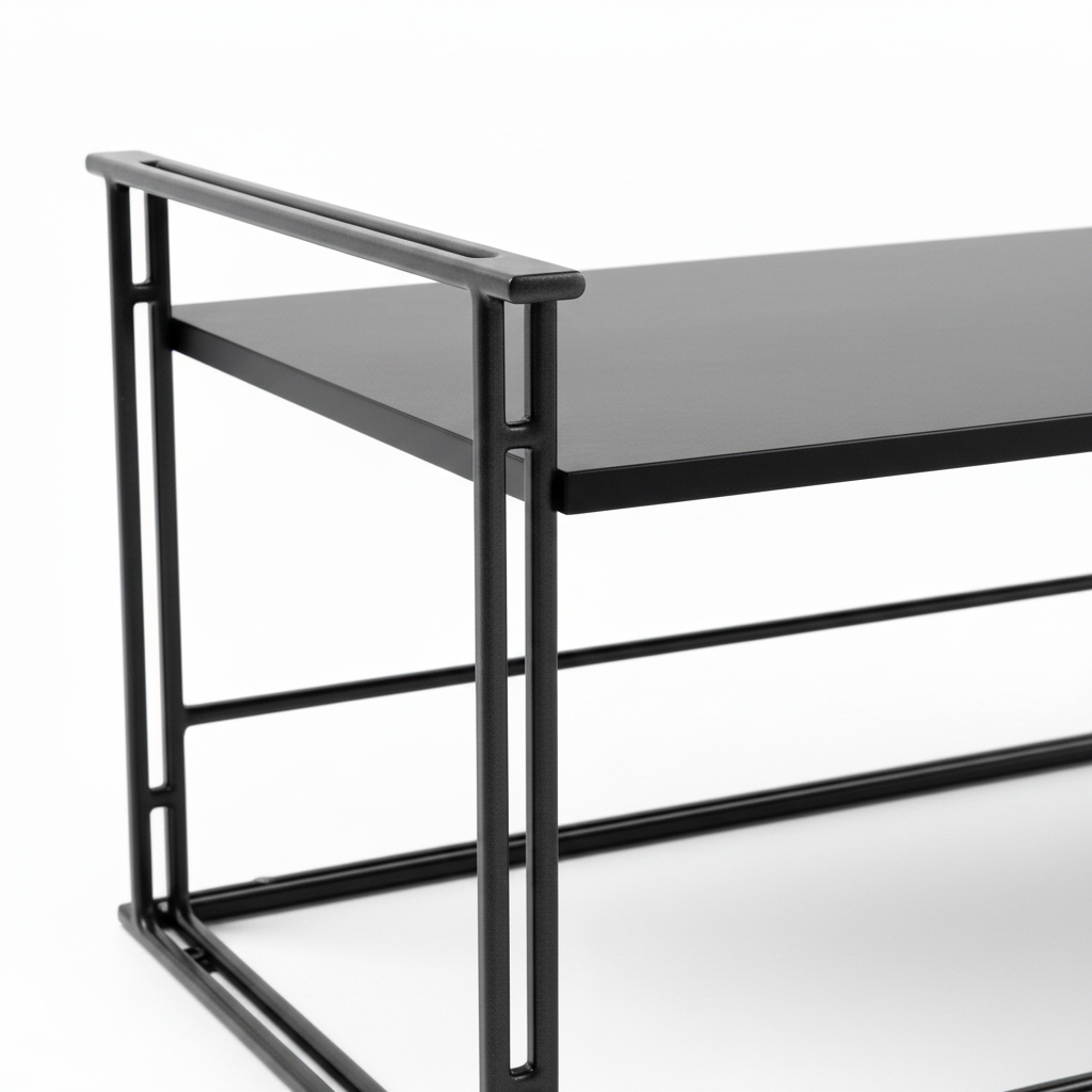 Davenique Coffee Table carbon steel frame and tabletop connection detail