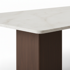 Close-up of Lunavere Dining Table marble tabletop edge and surface