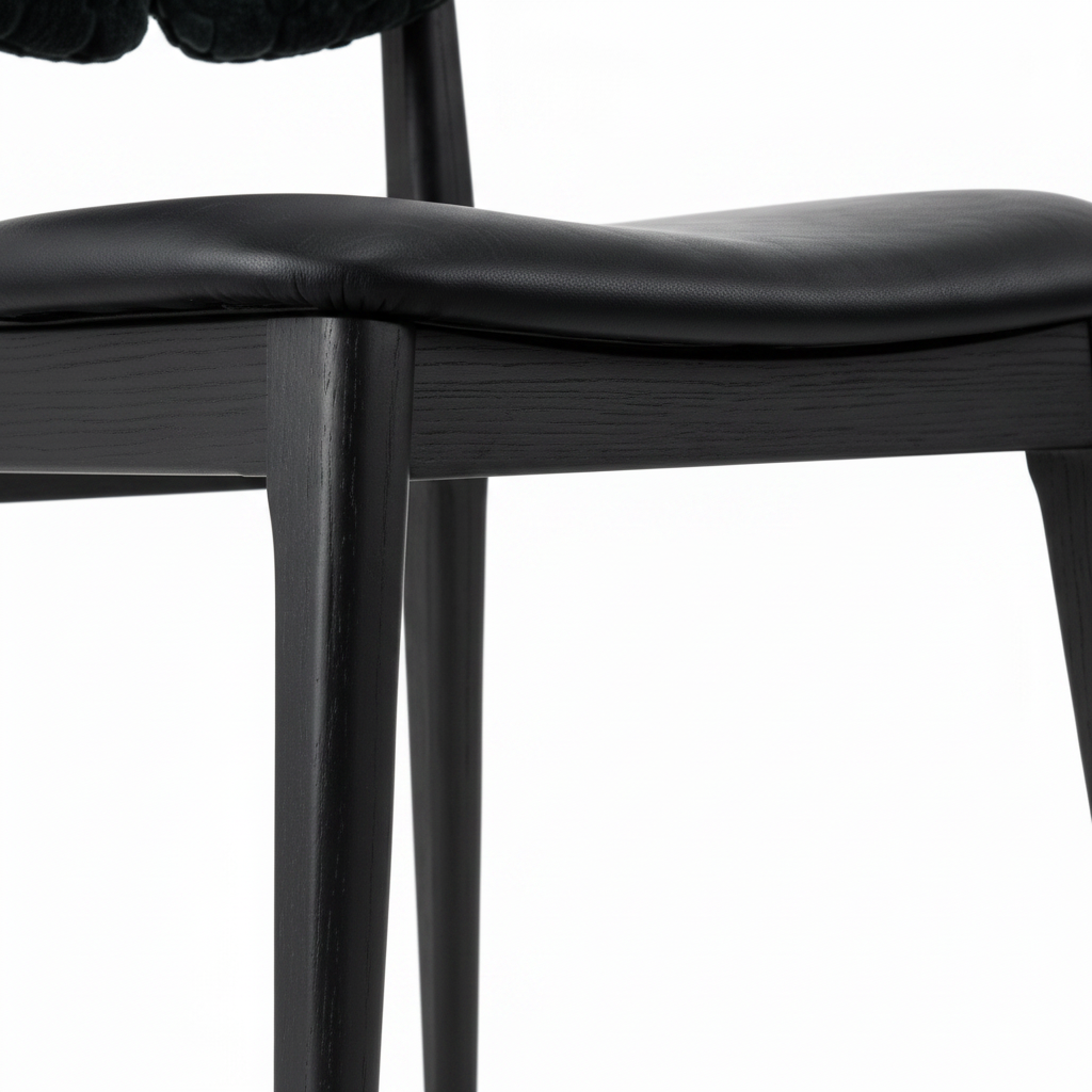 Quessan Dining Chair black chair legs and frame construction detail