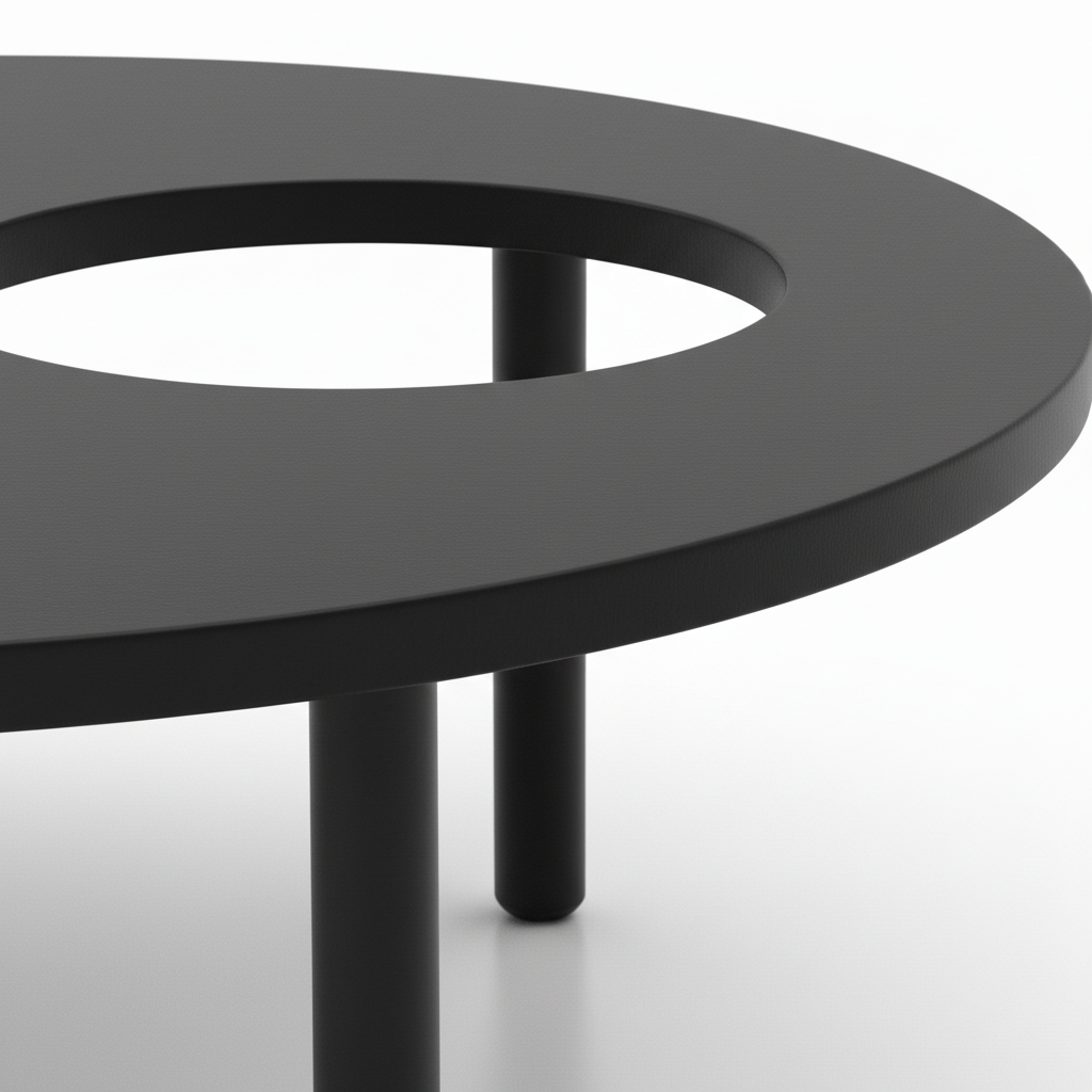 Tervelle Coffee Table black tabletop with circular opening and rounded edge detail