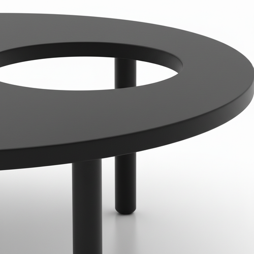 Tervelle Coffee Table black tabletop with circular opening and rounded edge detail