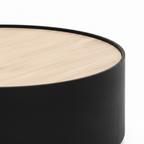Ceralis Coffee Table light wood tabletop with black rounded edge detail