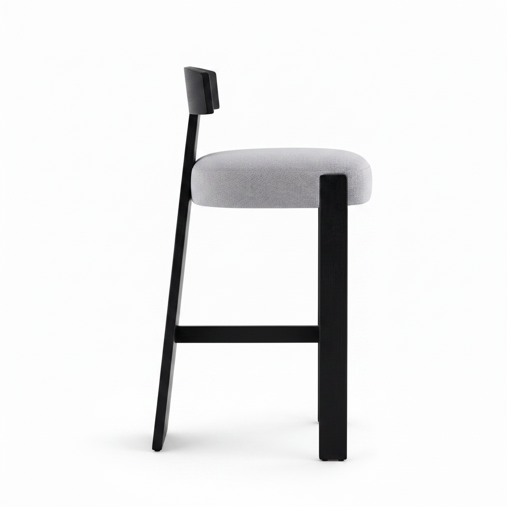 Westmere Noir Bar Stool on a white background, full side profile showing the complete silhouette