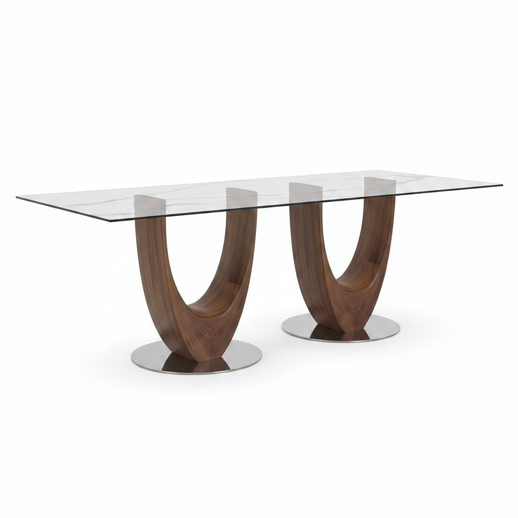 Duvall Marble Dining Table in a left-to-right 45-degree view on a white background