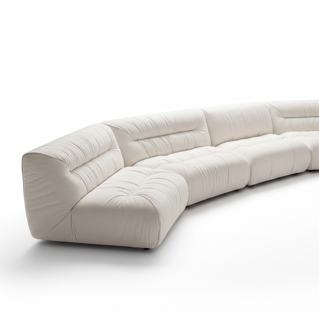 Ivermont Sectional close view showing light fabric upholstery, stitched cushions, and arm detail on white background