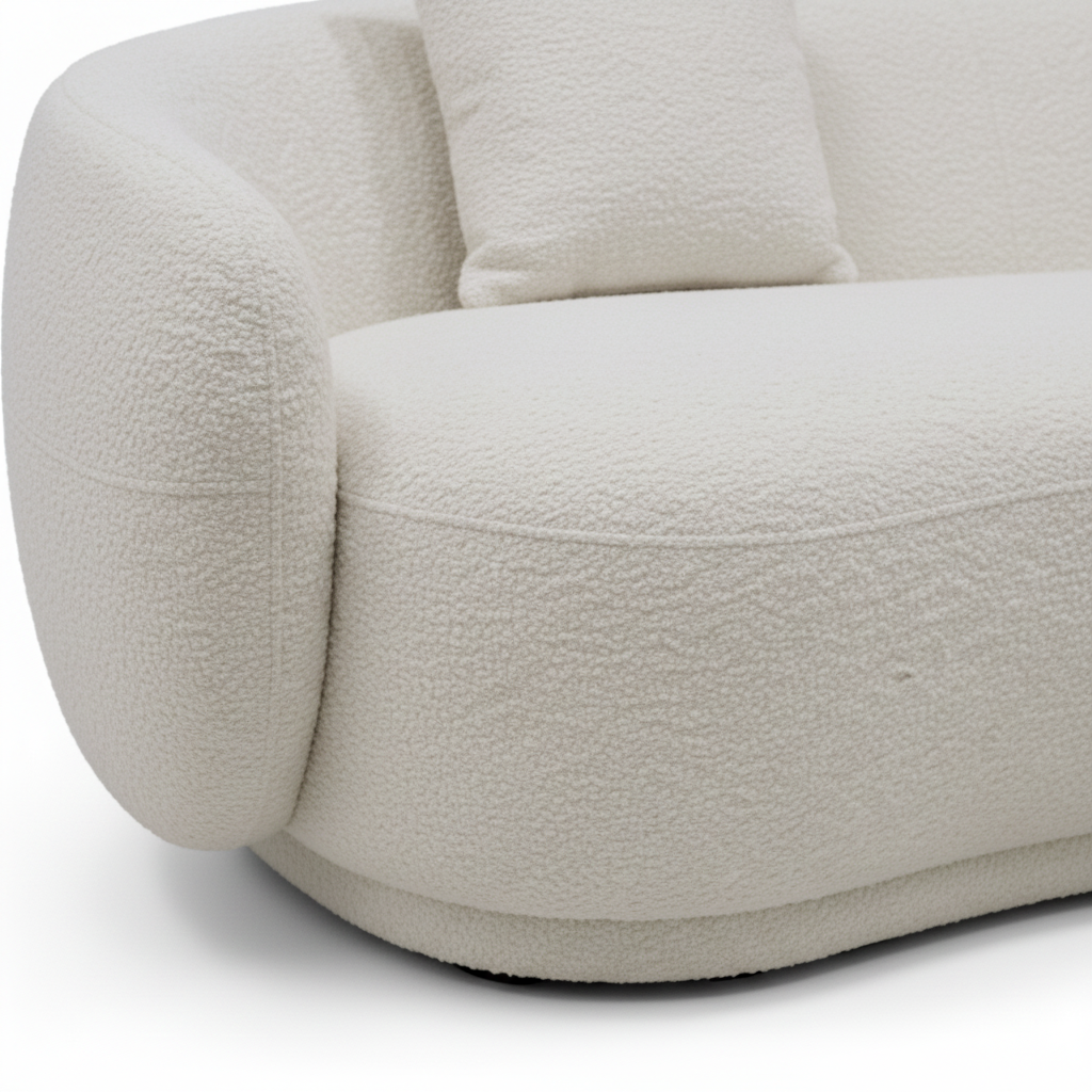 Franchet Loveseat cream fabric seat edge detail
