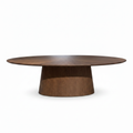 Valora Wood Dining Table in dark brown solid ash wood, straight-on front view on a white background