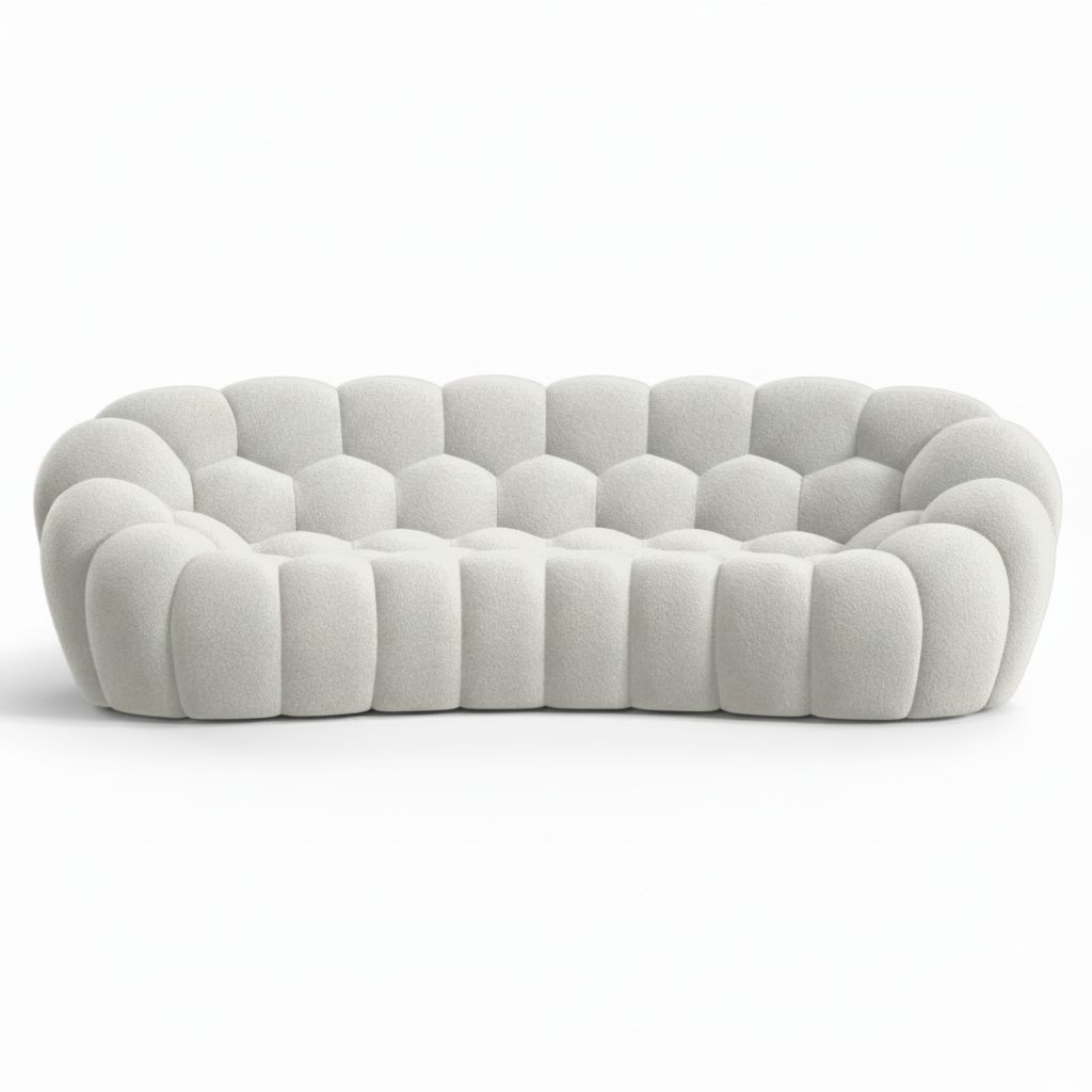 Cielmont Sofa cream fabric straight front view