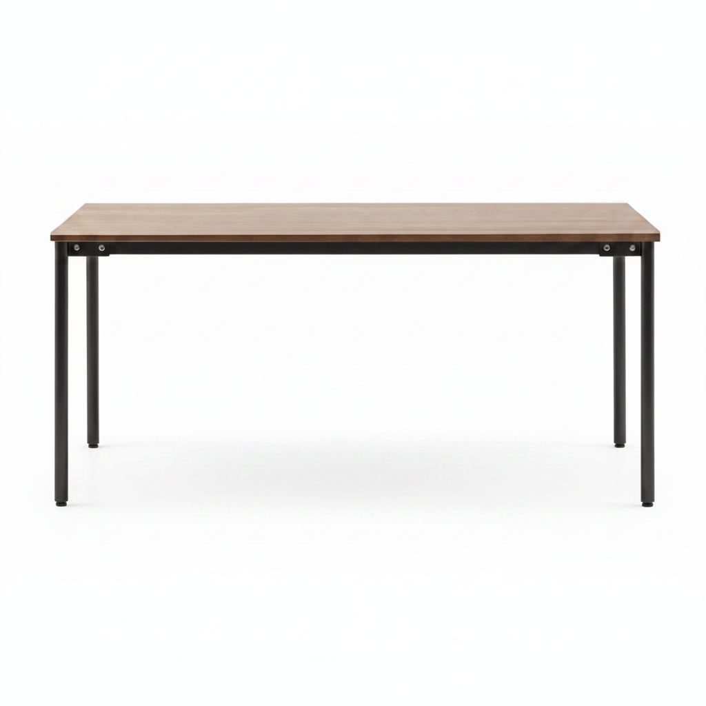 Uverin Dining Table in wood, straight front view on white background