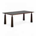 Jorisse Dining Table in solid wood and carbon steel, front-right 45-degree view