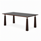 Jorisse Dining Table in solid wood and carbon steel, front-right 45-degree view