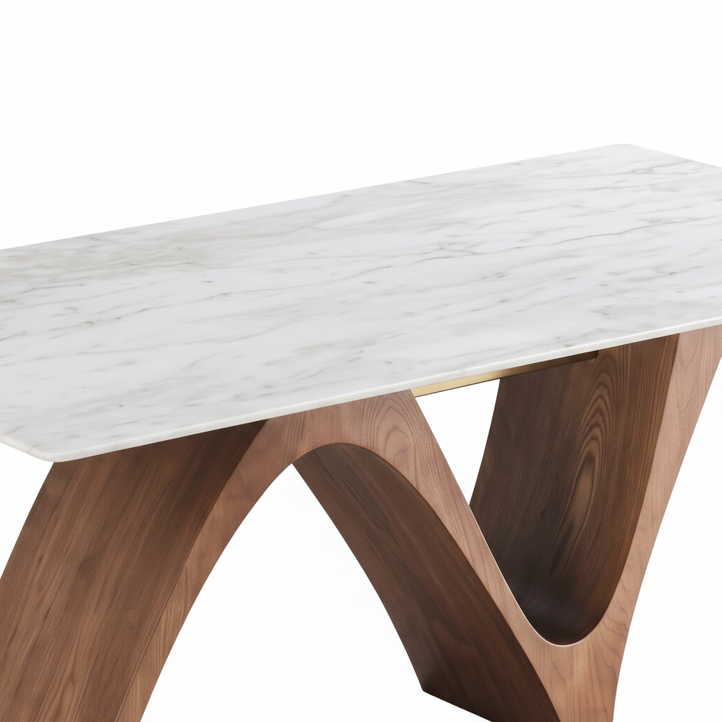Sorelle Dining Table white background wood base connection detail