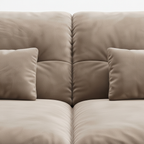 Kervaro Sofa taupe-beige fabric, tufted back and seat seam detail