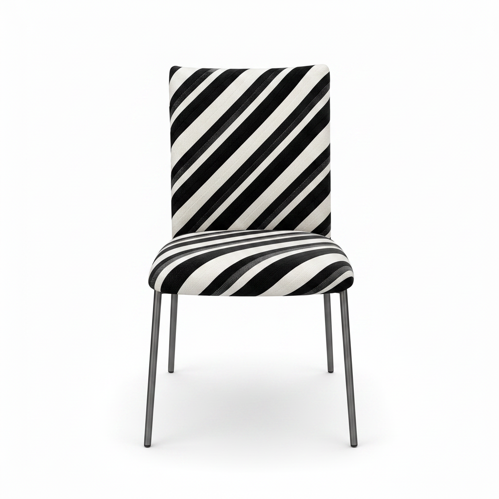 Adorienne Dining Chair striped upholstered chair, straight front view