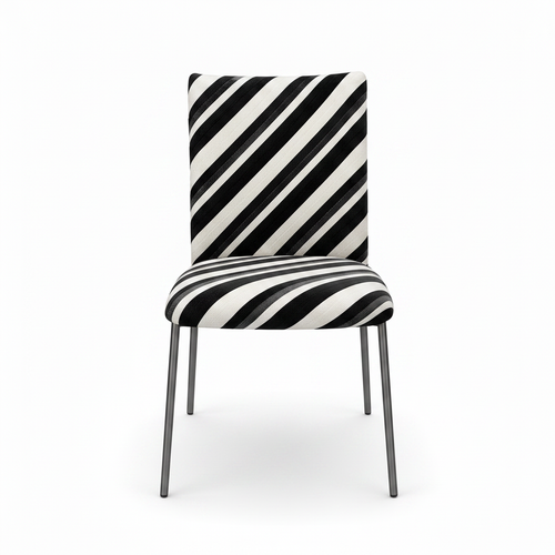 Adorienne Dining Chair striped upholstered chair, straight front view
