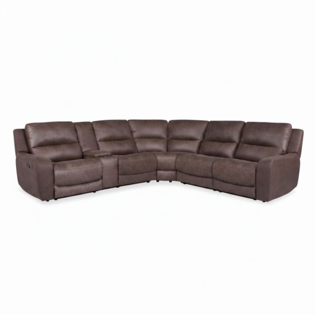 Front view of the Granvelle fabric sectional sofa with plush seat cushions on a white background.