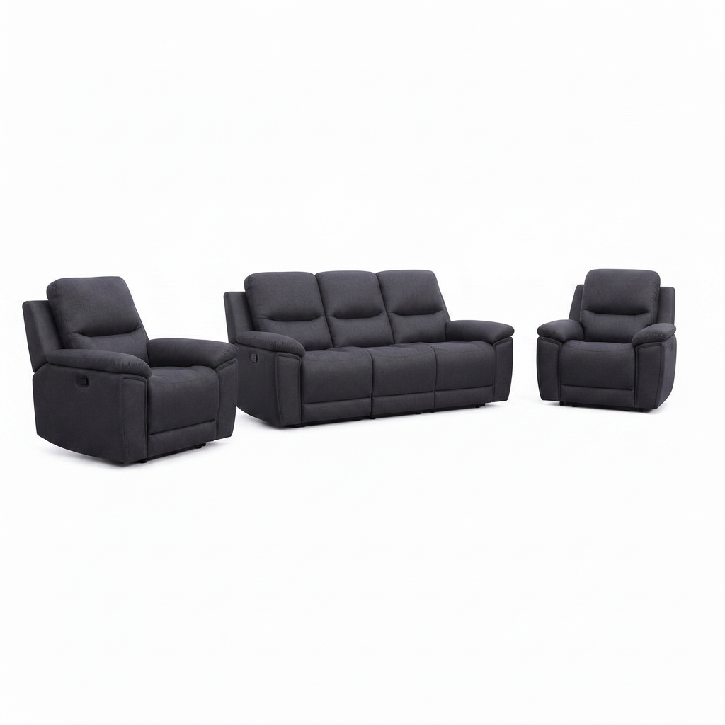 Monteluce Leather Sofa Set dark leather right front 45 degree view