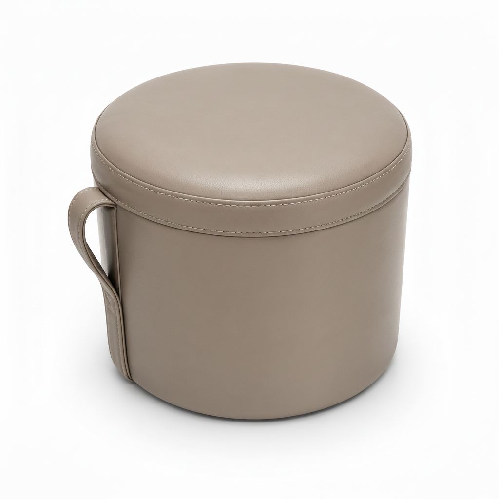 Left 45-degree view of the taupe faux-leather Norevia End Table