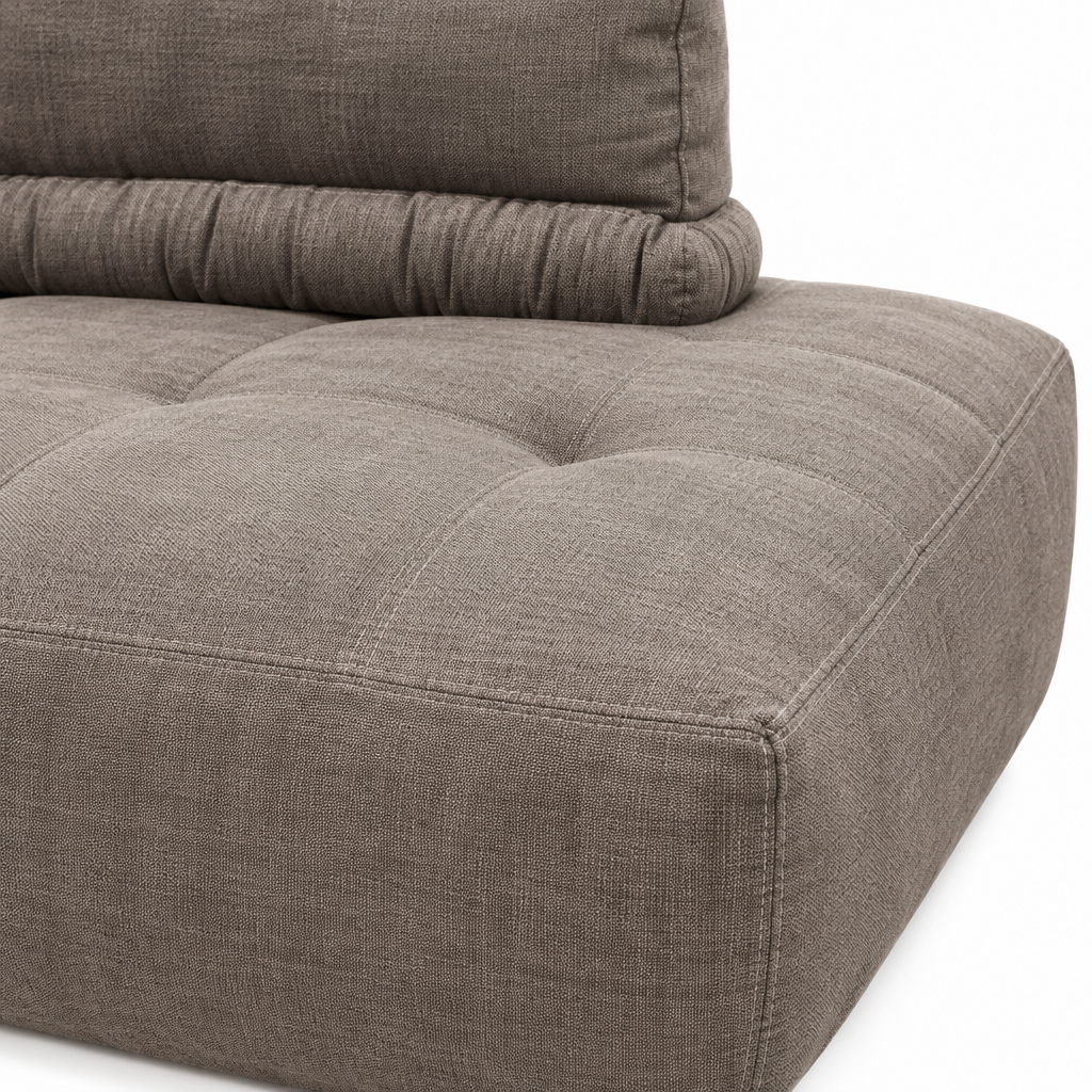 Wynora Fabric Sofa woven fabric texture and seam detail close-up