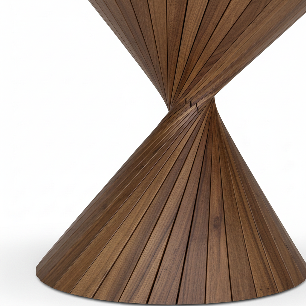 Rivelle Dining Table sculptural leg and joinery detail in solid ash wood on a white background