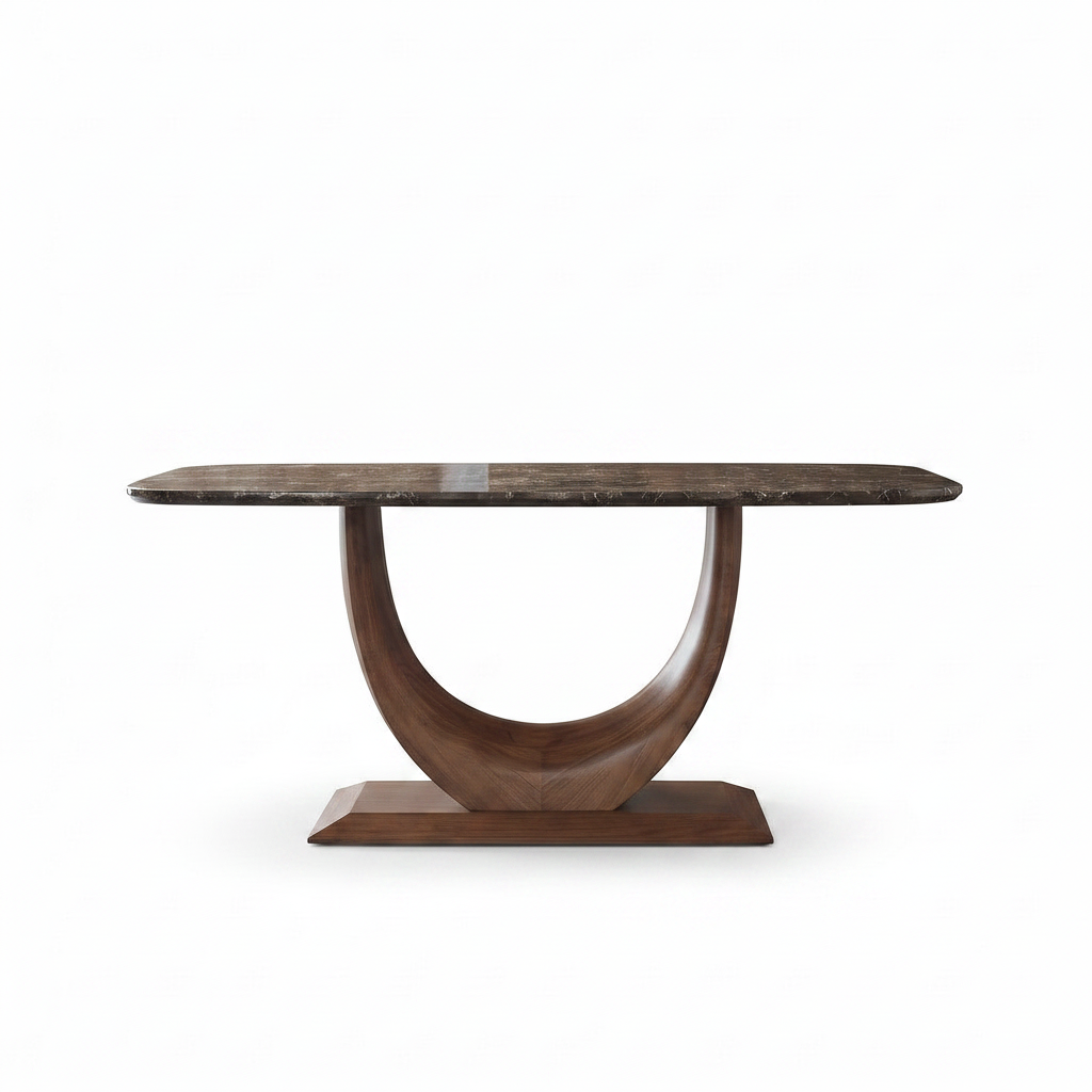Solstice Marble Dining Table white background straight on front view