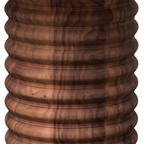 Close-up of the fluted brown wood pedestal on the Pavero End Table