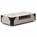 Zevrane Coffee Table high-angle view with dark wood veneer base on white background
