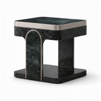Left 45-degree view of the black marble Maurelle End Table