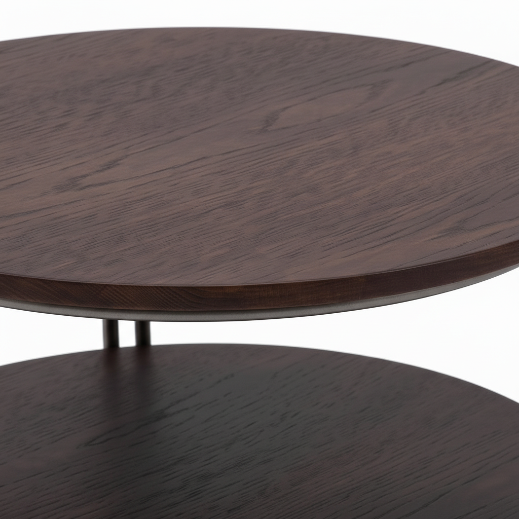 Norcello Coffee Table dark wood tabletop and rounded edge detail