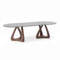 Arden Ash Glass Dining Table in a left-to-right 45-degree view on a white background