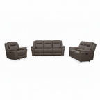 Asterwyn Leather Sofa Set brown gray leather right front 45 degree view one