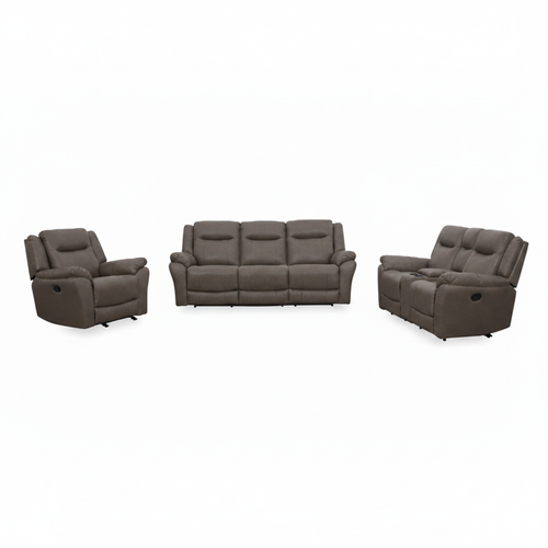 Asterwyn Leather Sofa Set brown gray leather right front 45 degree view one