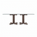 Lenora Marble Dining Table front view with front L-shaped legs opening forward