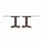 Lenora Marble Dining Table front view with front L-shaped legs opening forward