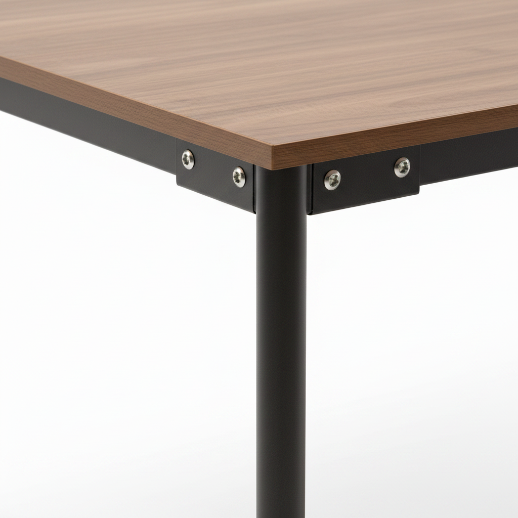 Close-up of Uverin Dining Table wood leg and tabletop connection
