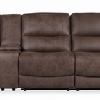 Close-up of the Granvelle sectional's woven upholstery fabric with piping seams and cushion edge on a white background.