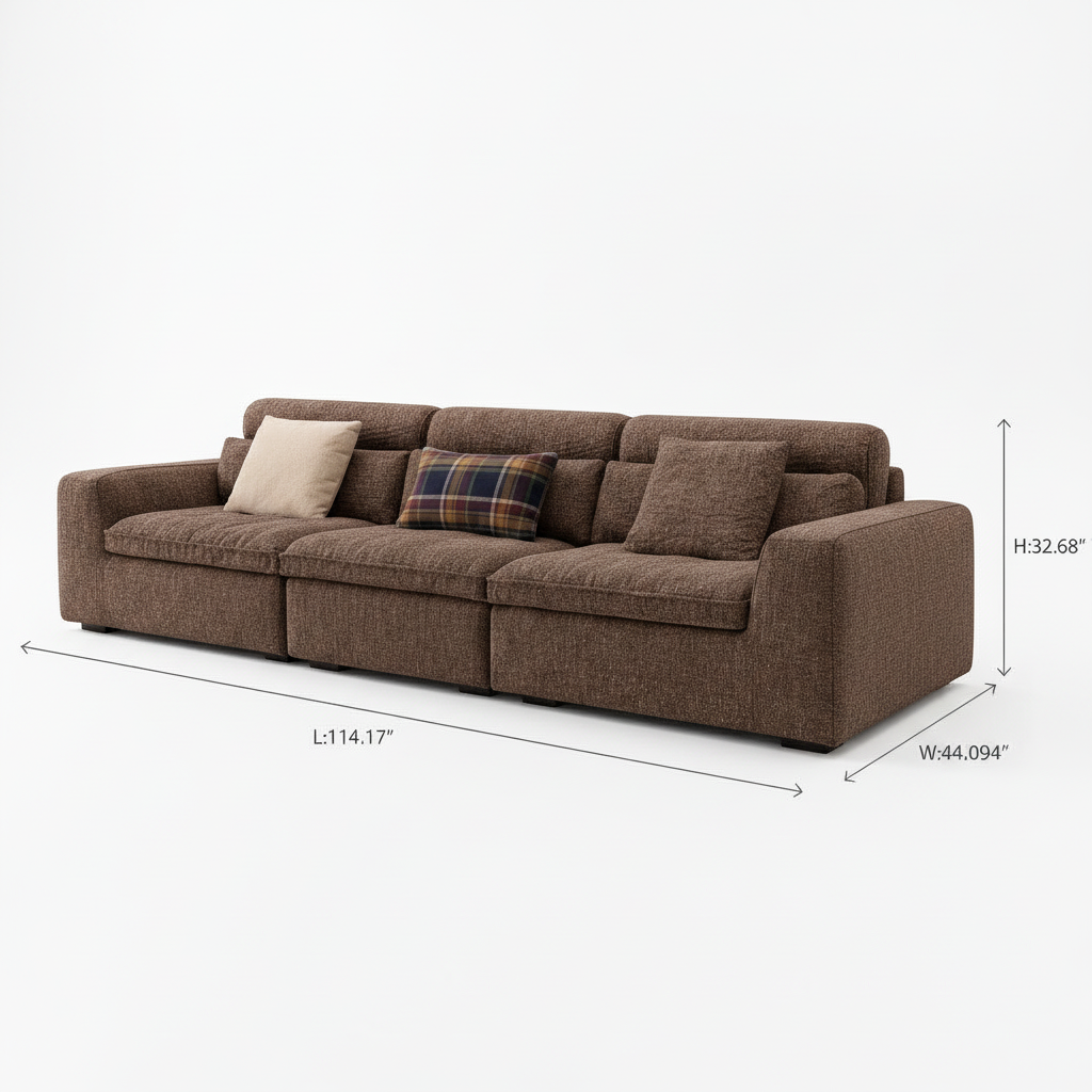 Lorvessa Sectional dimensions length 114.17 width 44.094 height 32.68 inches