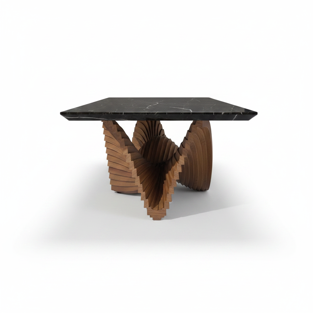 Halcyon Dining Table in a 90-degree side profile on a white background