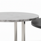 Tervelle Coffee Table white tabletop and silver leg connection detail