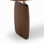 Falesse dining table dark wood support and rounded edge detail