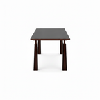 Jorisse Dining Table in solid wood and carbon steel, 90-degree side view