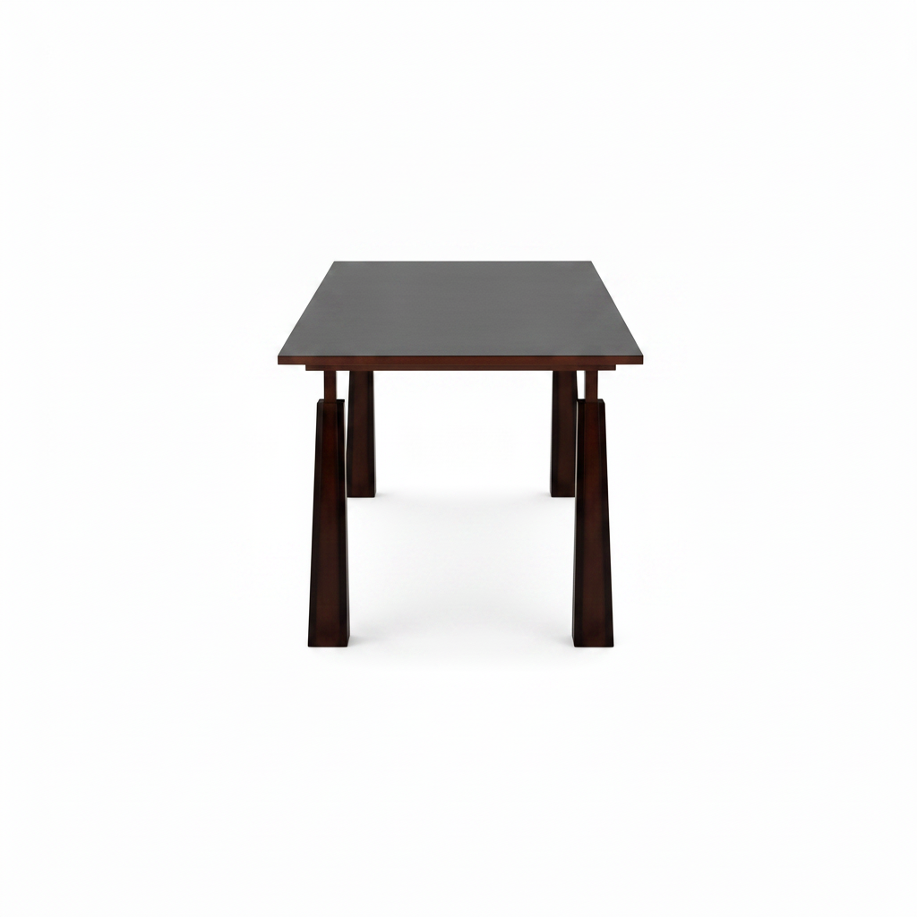 Jorisse Dining Table in solid wood and carbon steel, 90-degree side view