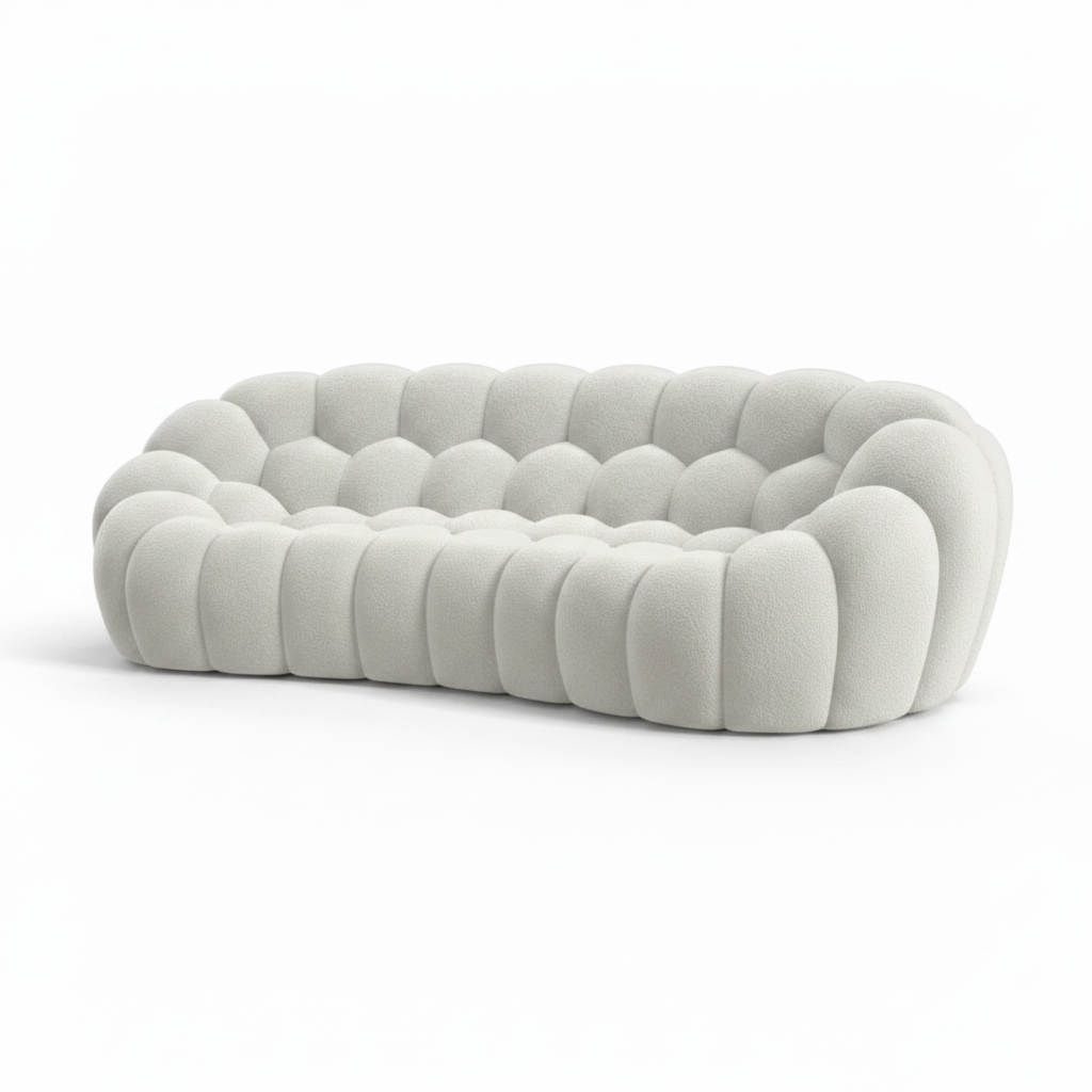 Cielmont Sofa cream fabric right front 45 degree view