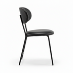 Wavessa Dining Chair black leather dining chair, 90-degree side view
