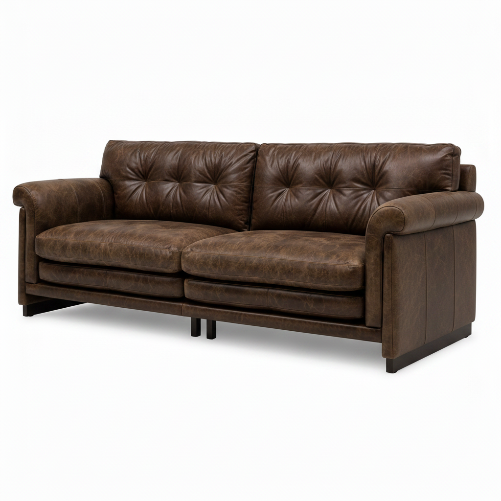 Wistere Sofa brown upholstered right front 45 degree view two