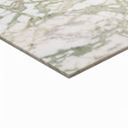 Corvane dining table pale veined stone tabletop edge detail