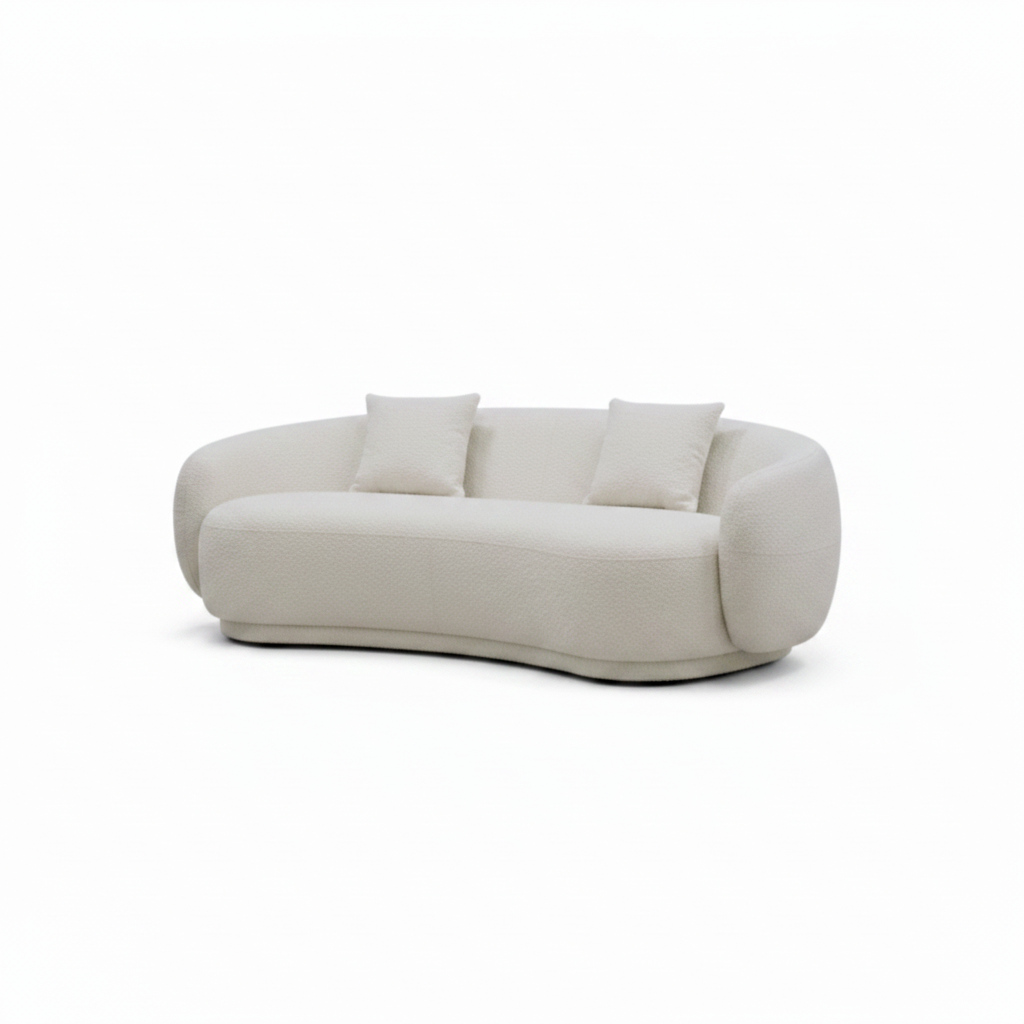 Franchet Loveseat cream fabric right front 45 degree view